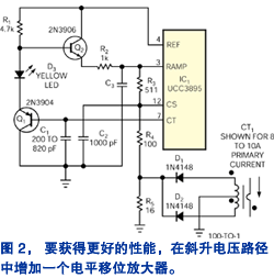 保持提供给 IC1 管脚 3 的全部斜升电压幅度,并提供参考文献 1 所需的大约 1V DC 偏压