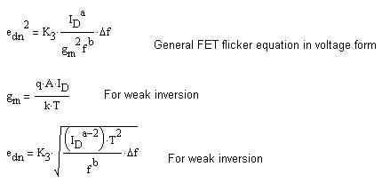 弱反相 FET 闪烁噪声