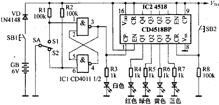 基于CD4518的BCD同步加计数器电路原理图 基于CD4518的BCD同步加计数器电路原理图