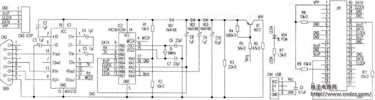 DTY自制PIC单片机编程器电路PCB