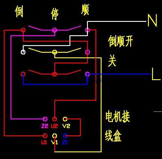 单相电机正反转接线图及其标注